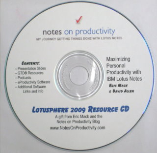 Lotusphere 2009 Resource CD. A gift from Eric Mack and the eProductivity Blog! Visit Pedestal #722 to pick up yours.