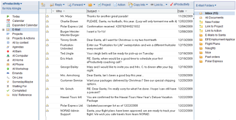 Santa's inbox is easy for him to manage with eProductivity